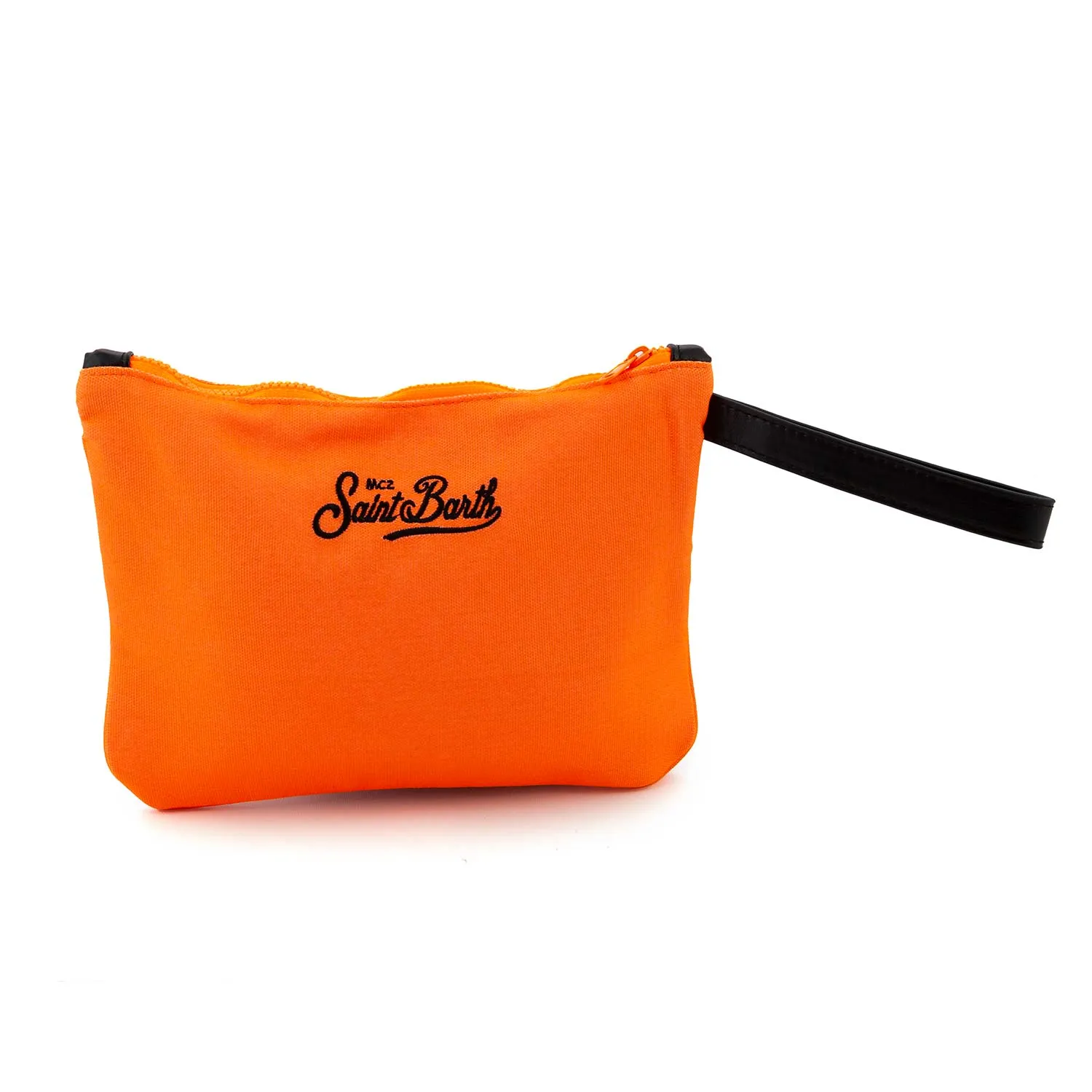 Pochette Parisienne Arancio Fluo Con Loghi Neri