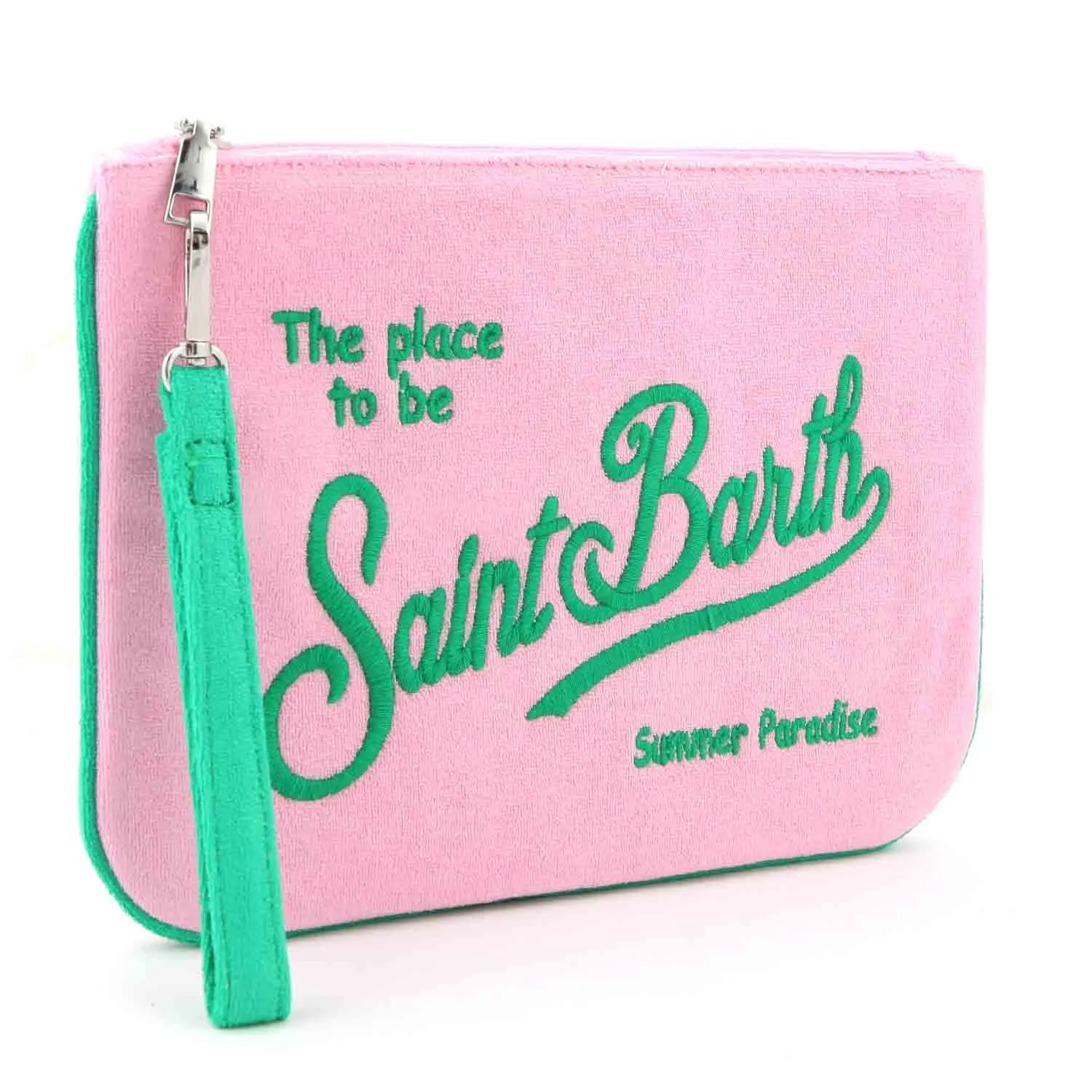 Pochette Parisienne In Spugna Rosa E Verde