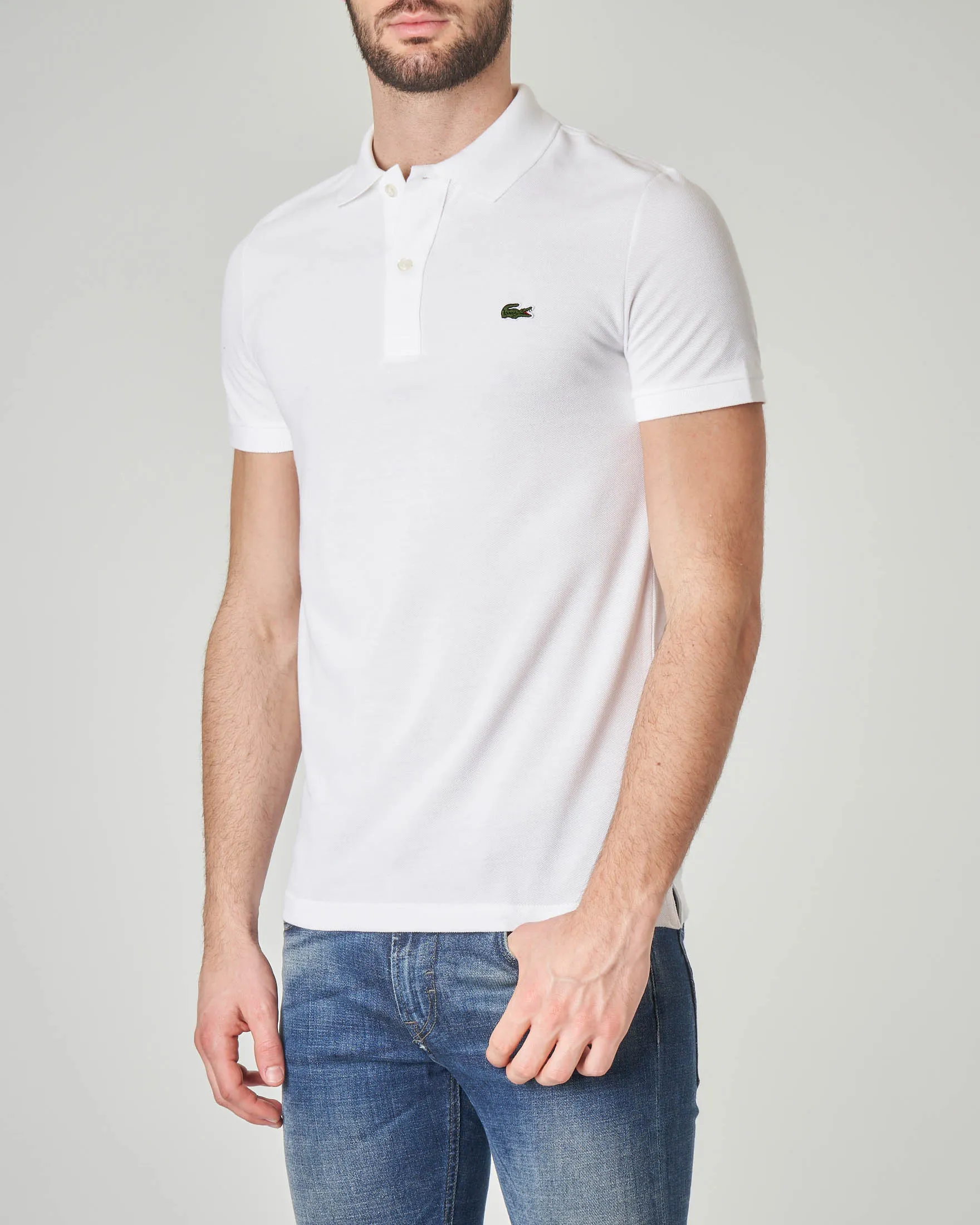 Polo bianca slim fit PH4012 in petit piqué