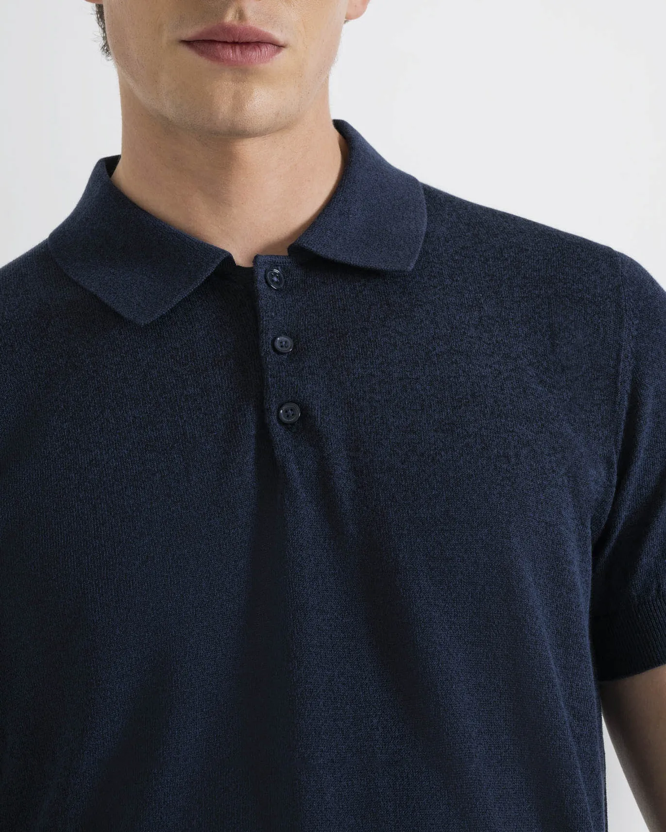 Polo blu in misto viscosa e cotone slim-fit