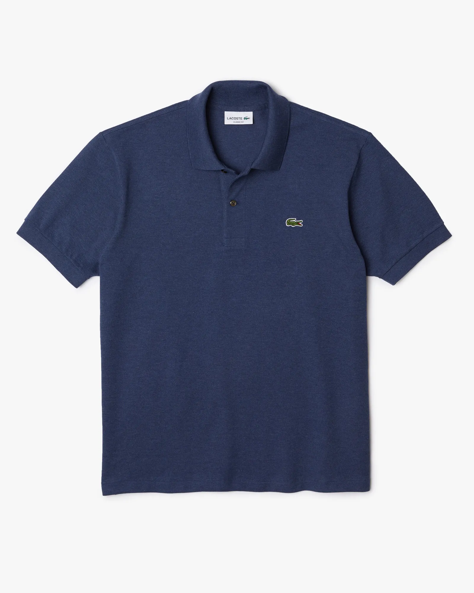 Polo blu melange classic fit L.12.64 in petit piqué chiné