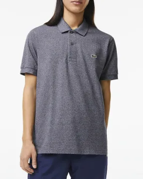 Polo blu melange classic fit L.12.64 in petit piqué