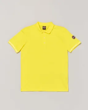 Polo gialla mezza manica in cotone stretch con logo applicato sulla manica 12-16 anni