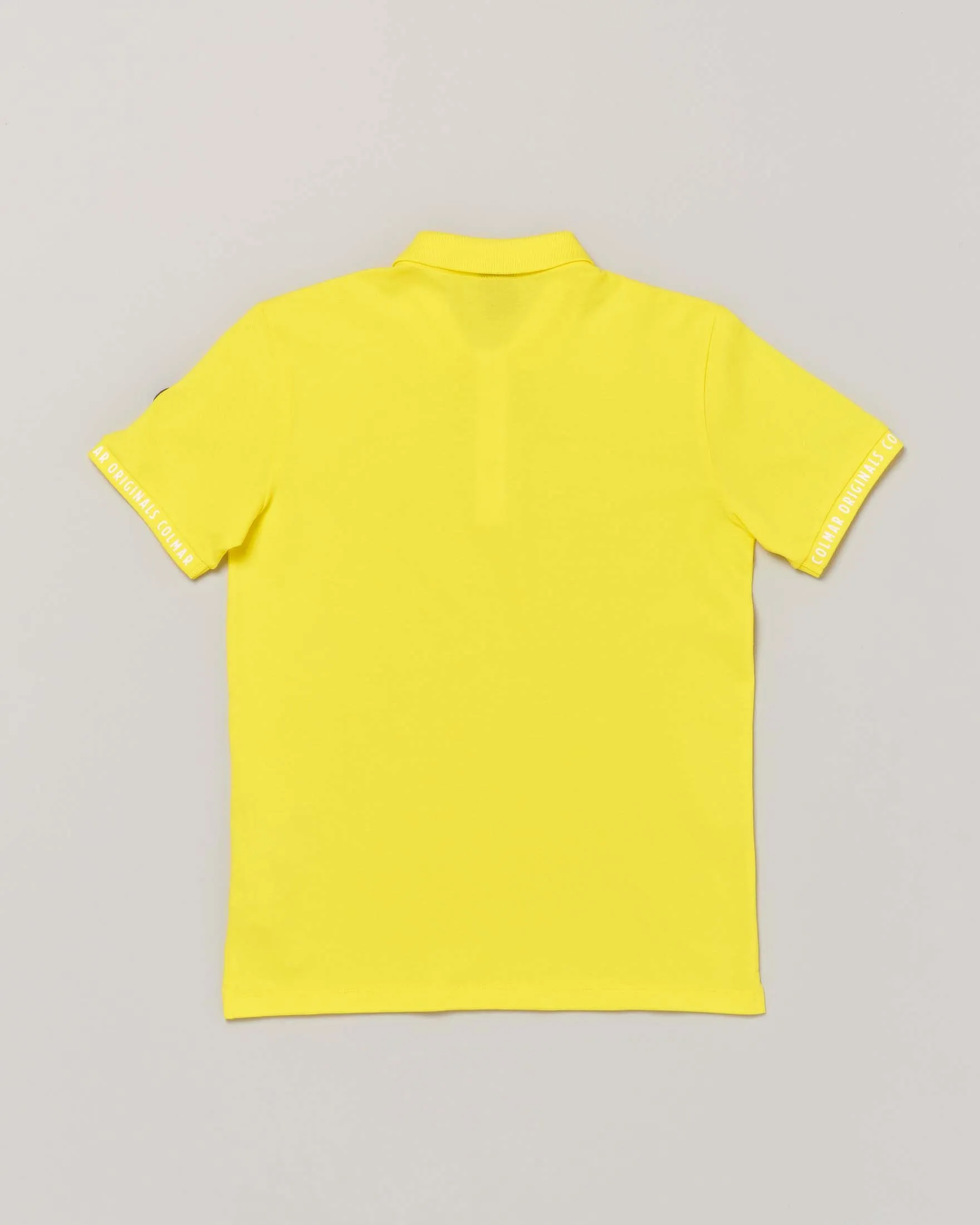 Polo gialla mezza manica in cotone stretch con logo applicato sulla manica 12-16 anni