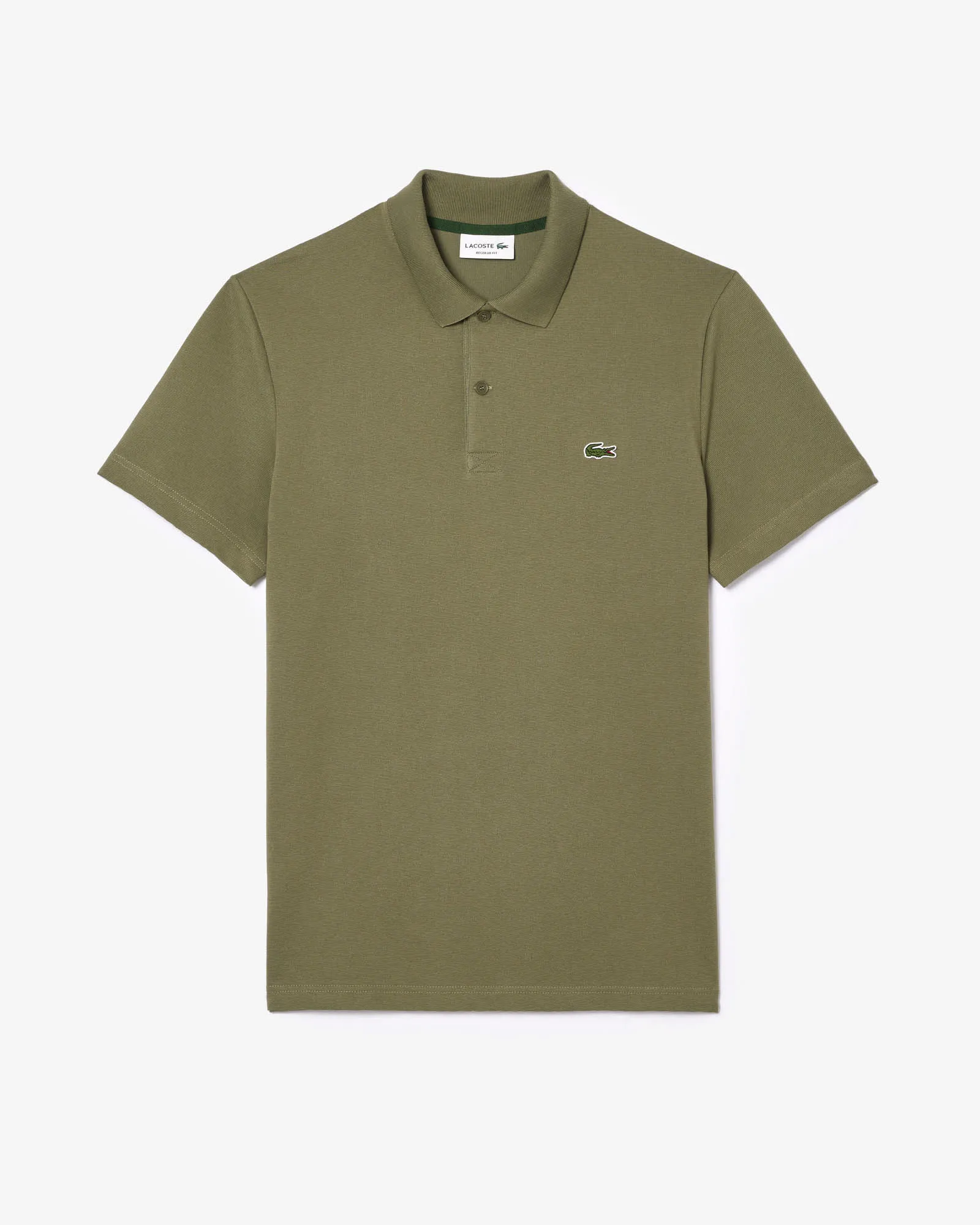 Polo mezza manica verde militare in cotone organico stretch punto wafer