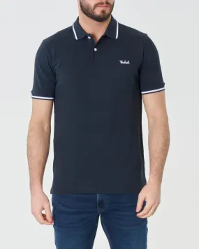 Polo Monterey blu mezza manica con bordino su collo e maniche in contrasto