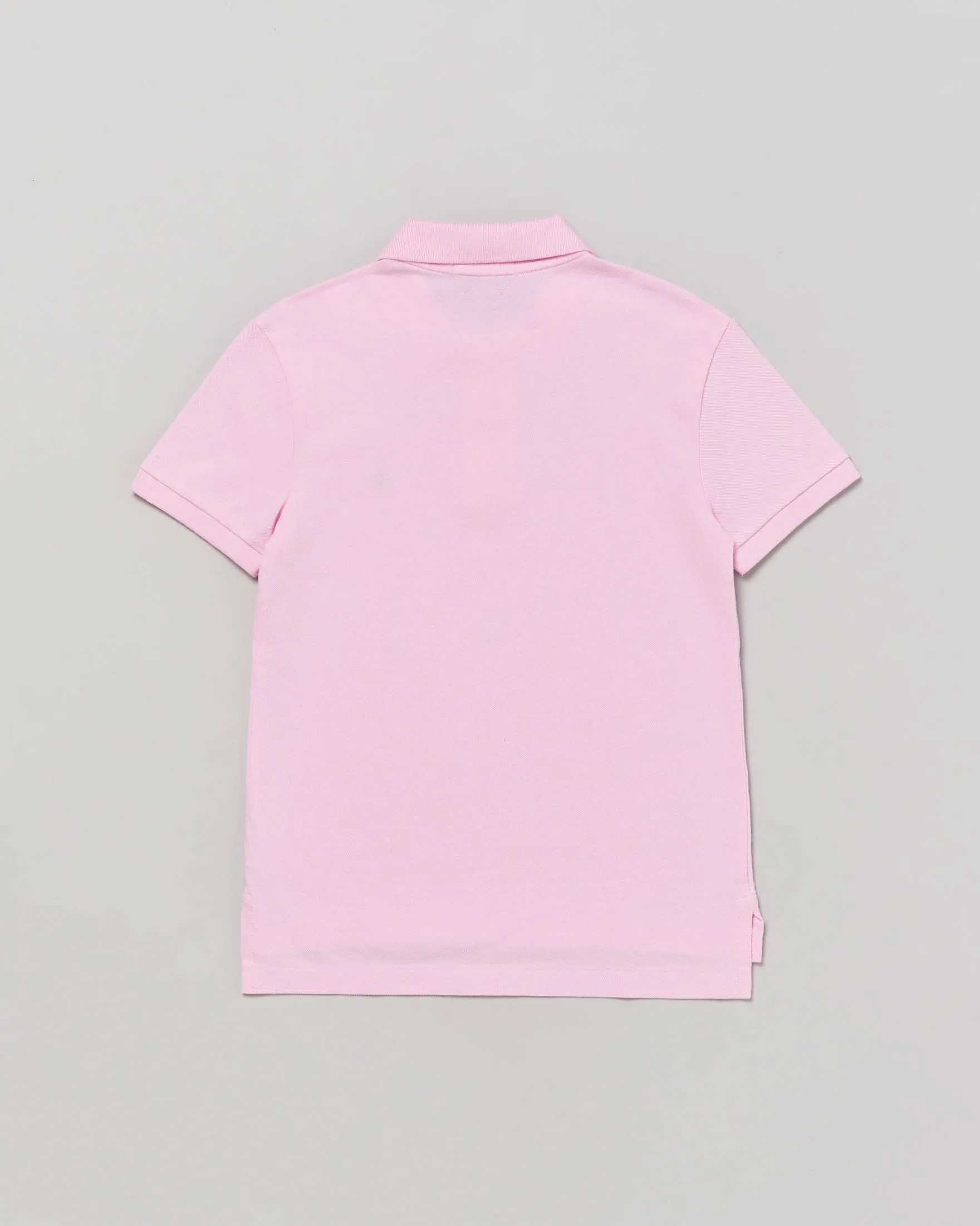 Polo rosa in piquet di cotone a mezza manica con logo pony celeste S-L