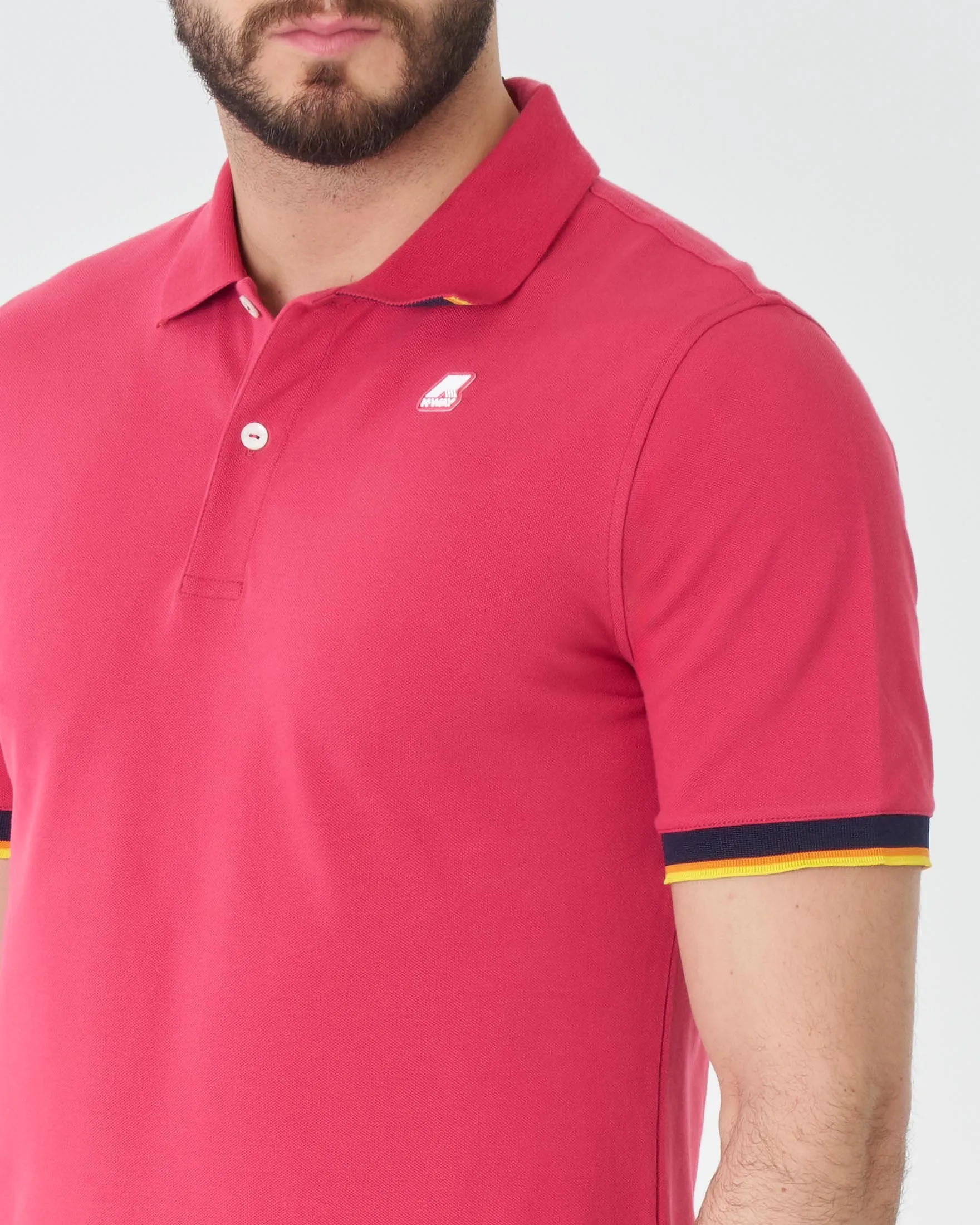 Polo Vincent fragola in cotone stretch con bordino sulla manica