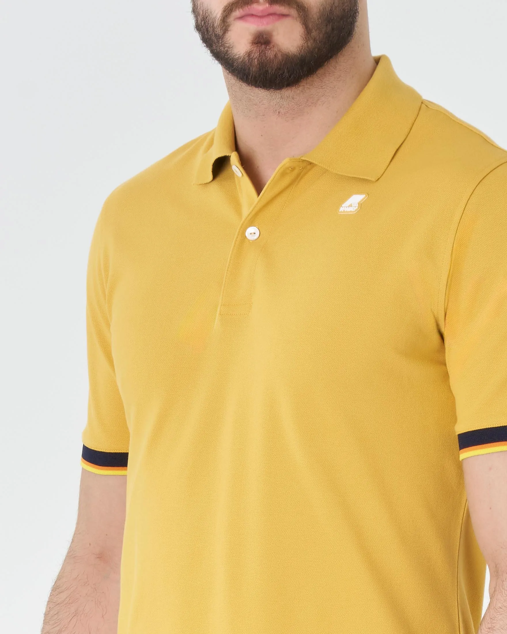 Polo Vincent gialla in cotone stretch con bordino sulla manica