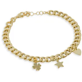 SARNIORO Bracciale a catena in argento 925 gold con charms