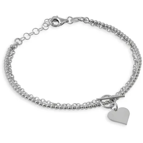 SARNIORO Bracciale doppio filo in argento 925 con cuore 