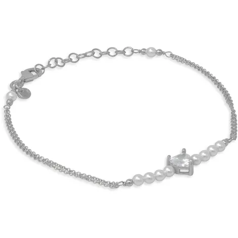 SARNIORO Bracciale in argento 925 cuore e perle centrali