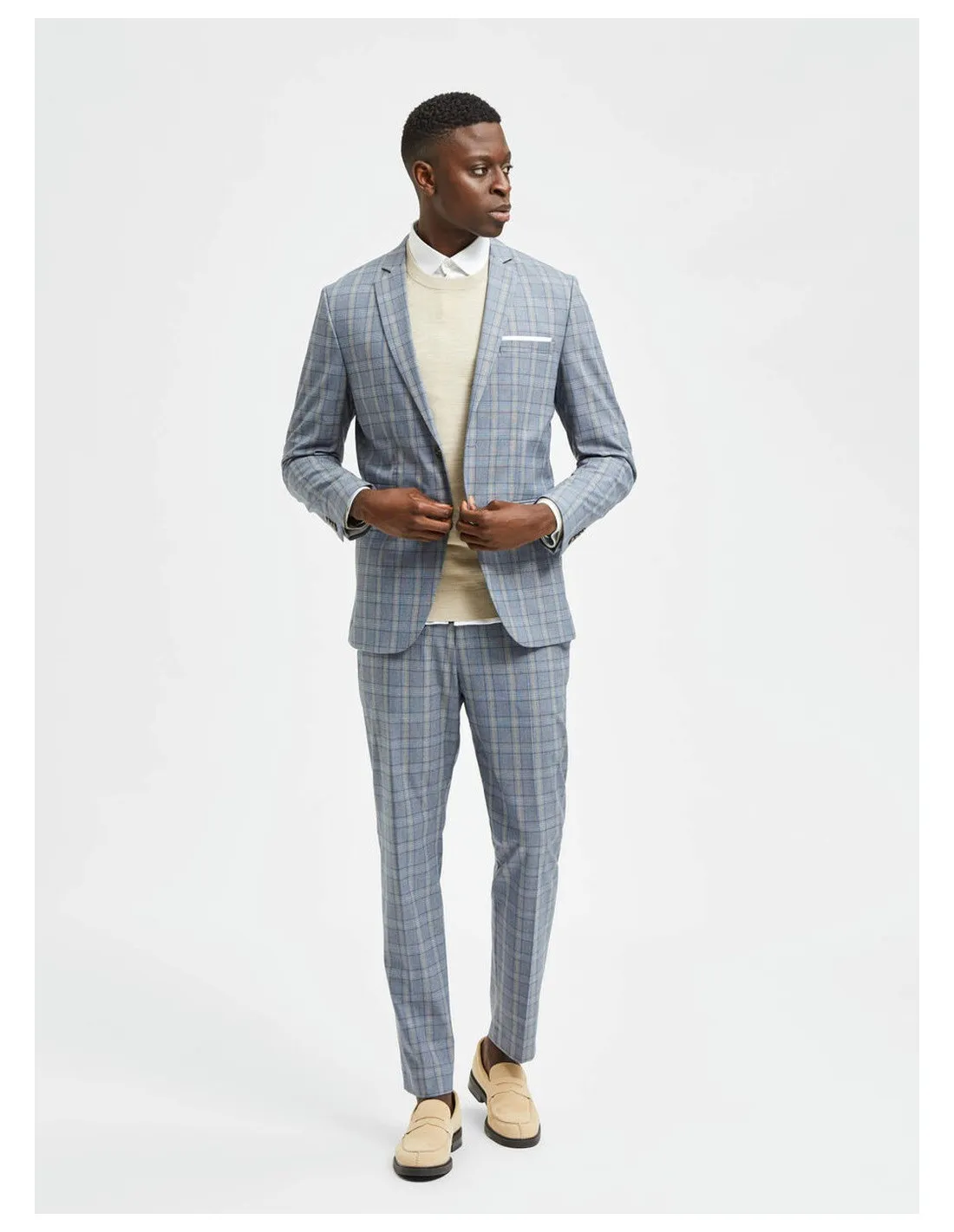 SELECTED BLAZER UOMO,SLHSLIM-TIMELOGAN BLU SND CHK