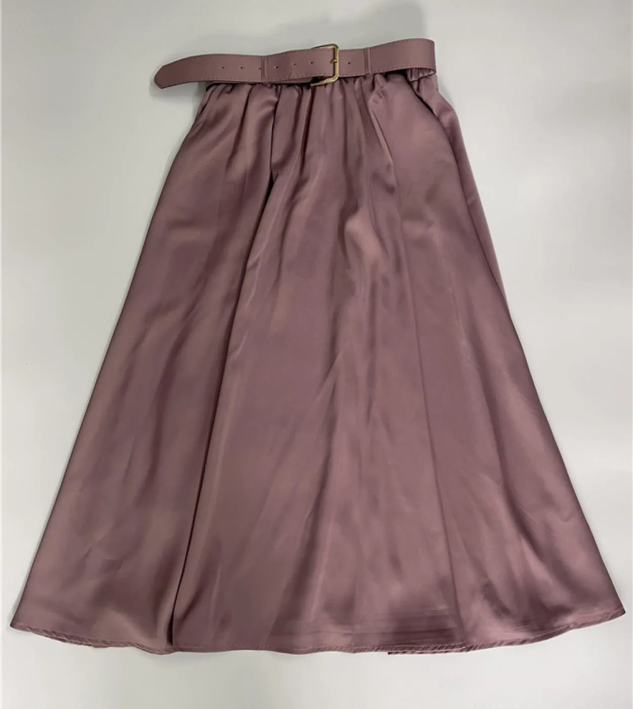 Seoulish Solid Color A Line Skirts With Belt Summer Spring 2023 Elegant Midi Length High Elastic Waist Umbrella Skirts L