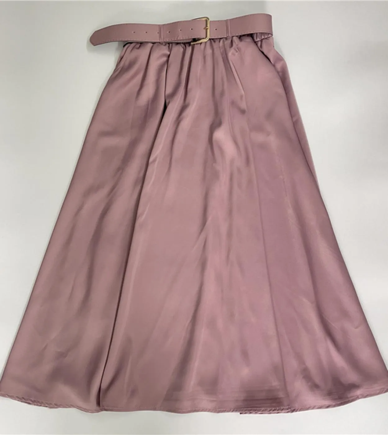 Seoulish Solid Color A Line Skirts With Belt Summer Spring 2023 Elegant Midi Length High Elastic Waist Umbrella Skirts L