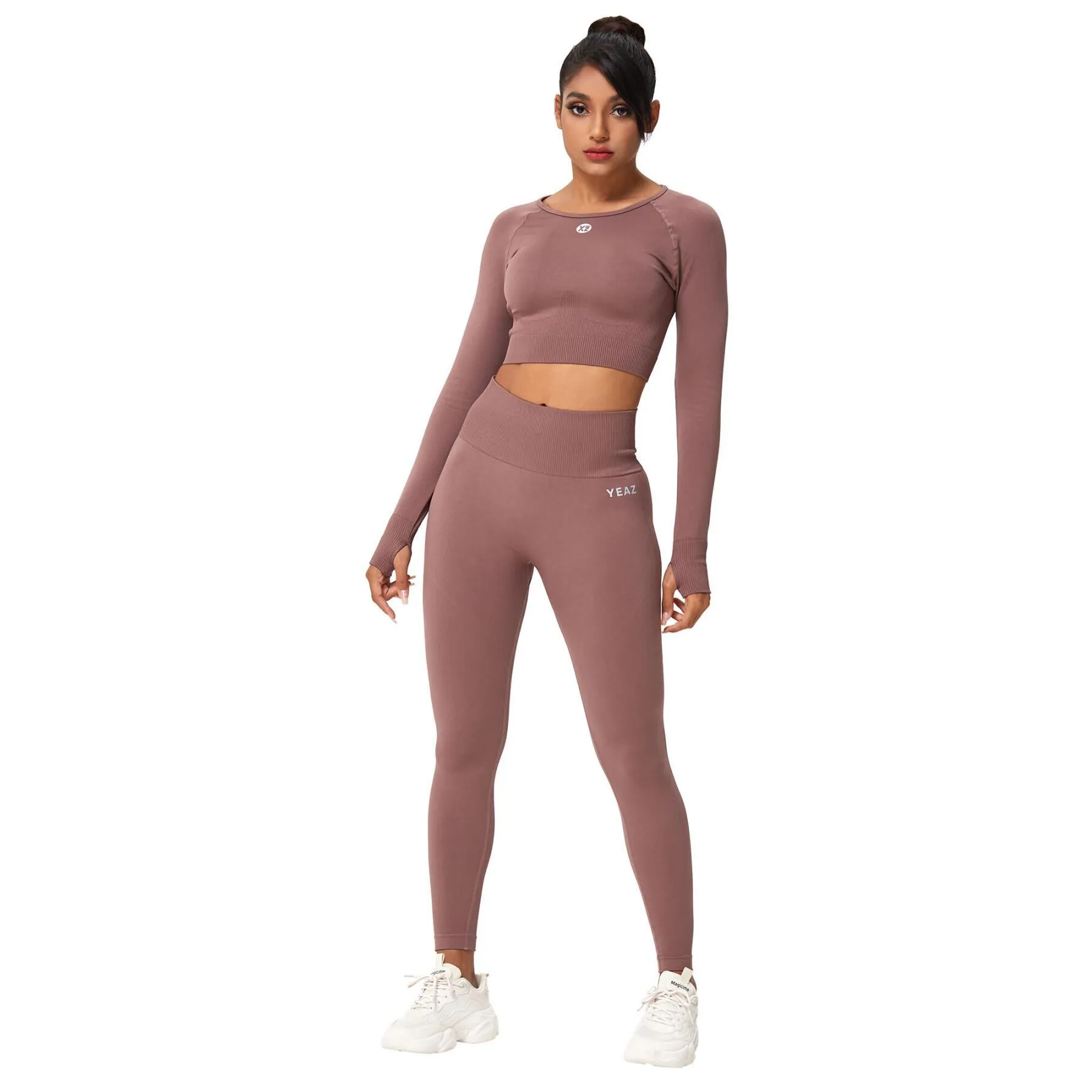 Set costume da bagno a maniche lunghe e leggings a vita alta da donna Yeaz Legend