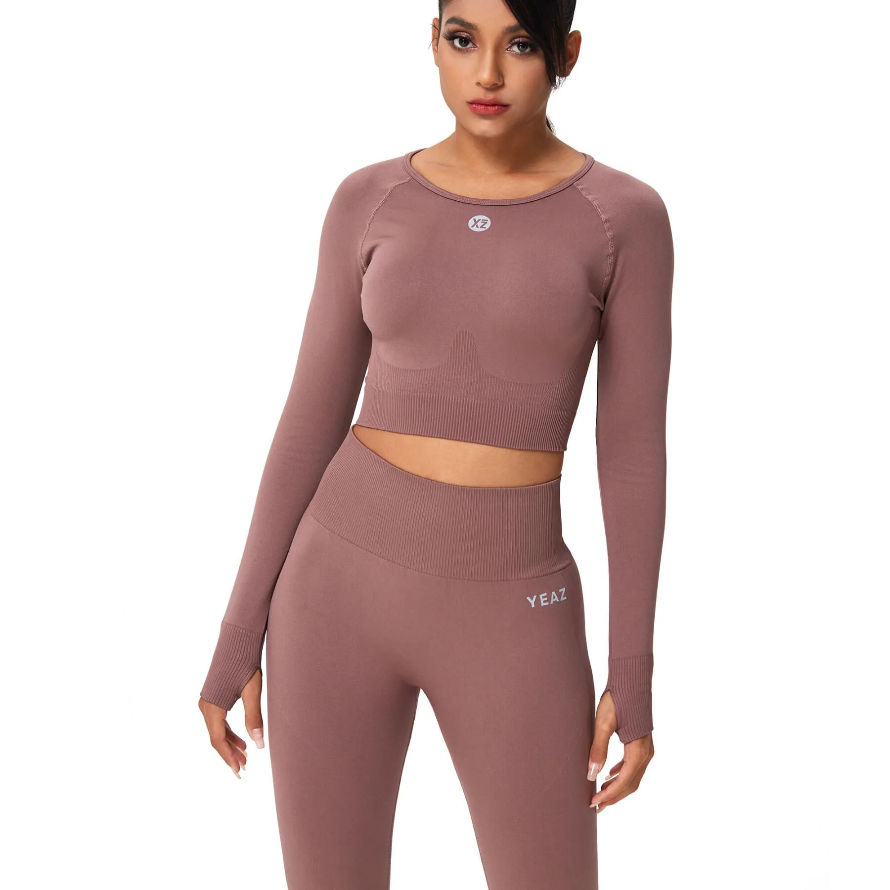 Set costume da bagno a maniche lunghe e leggings a vita alta da donna Yeaz Legend