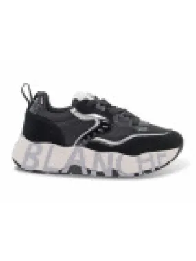 Sneakers Voile Blanche CLUB105 1A02 in camoscio e nylon nero e argento