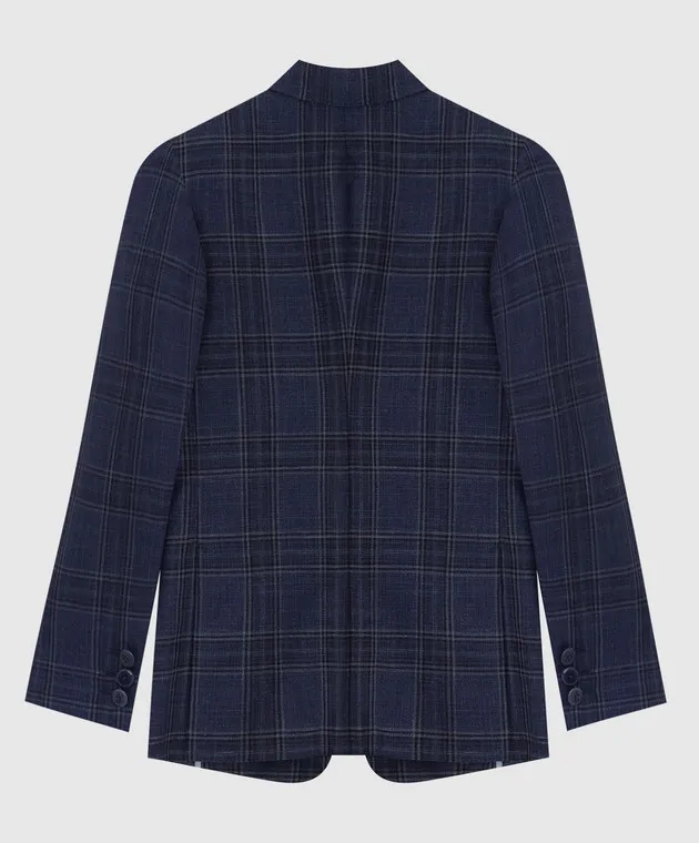 Stefano Ricci Blazer da bambino in lana, seta e lino a quadri blu navy Y1RSGD2300WKL01B