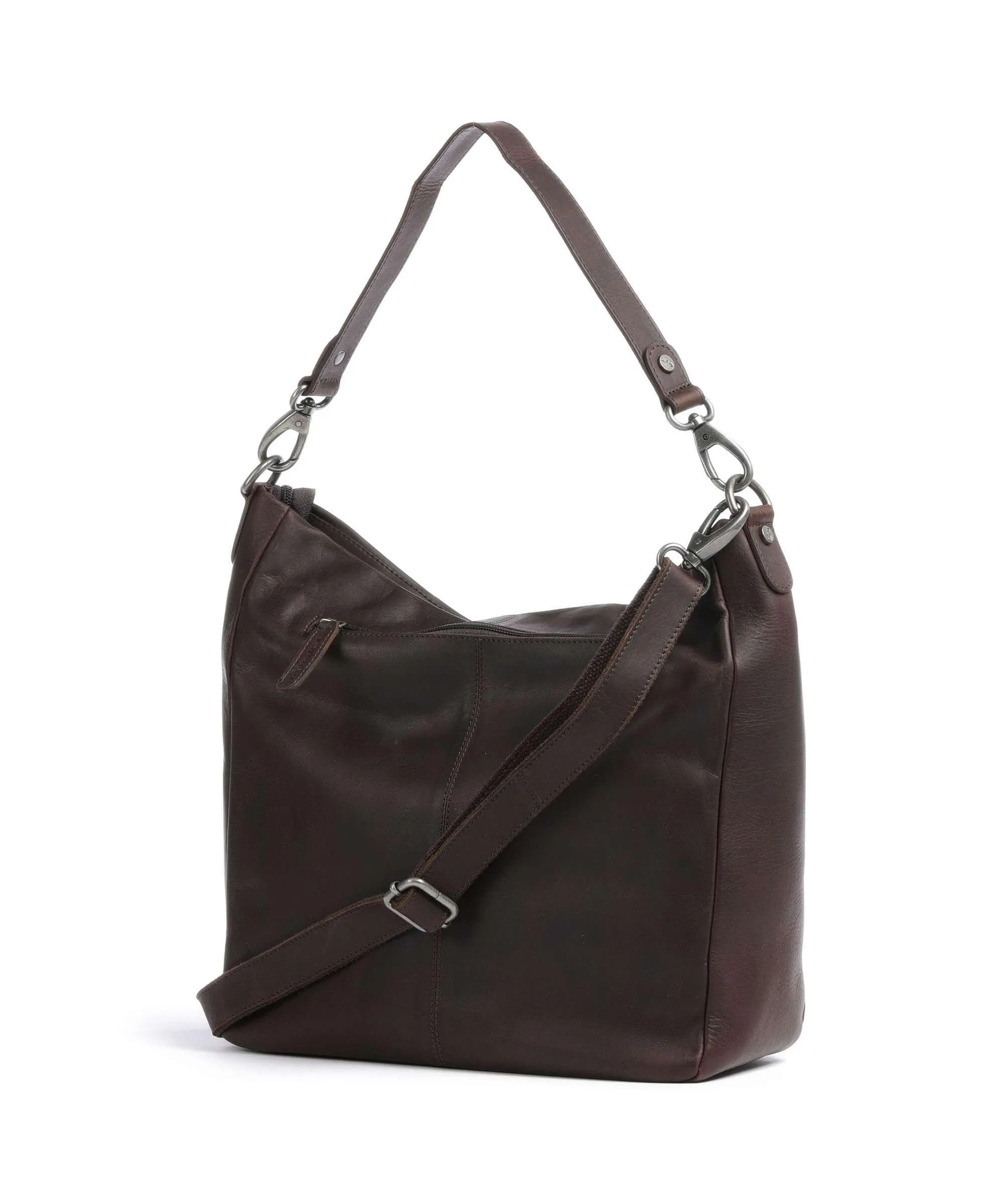  The Chesterfield Brand Cow Wax Pull Up Regina Borsa hobo pelle a grana fine marrone scuro  