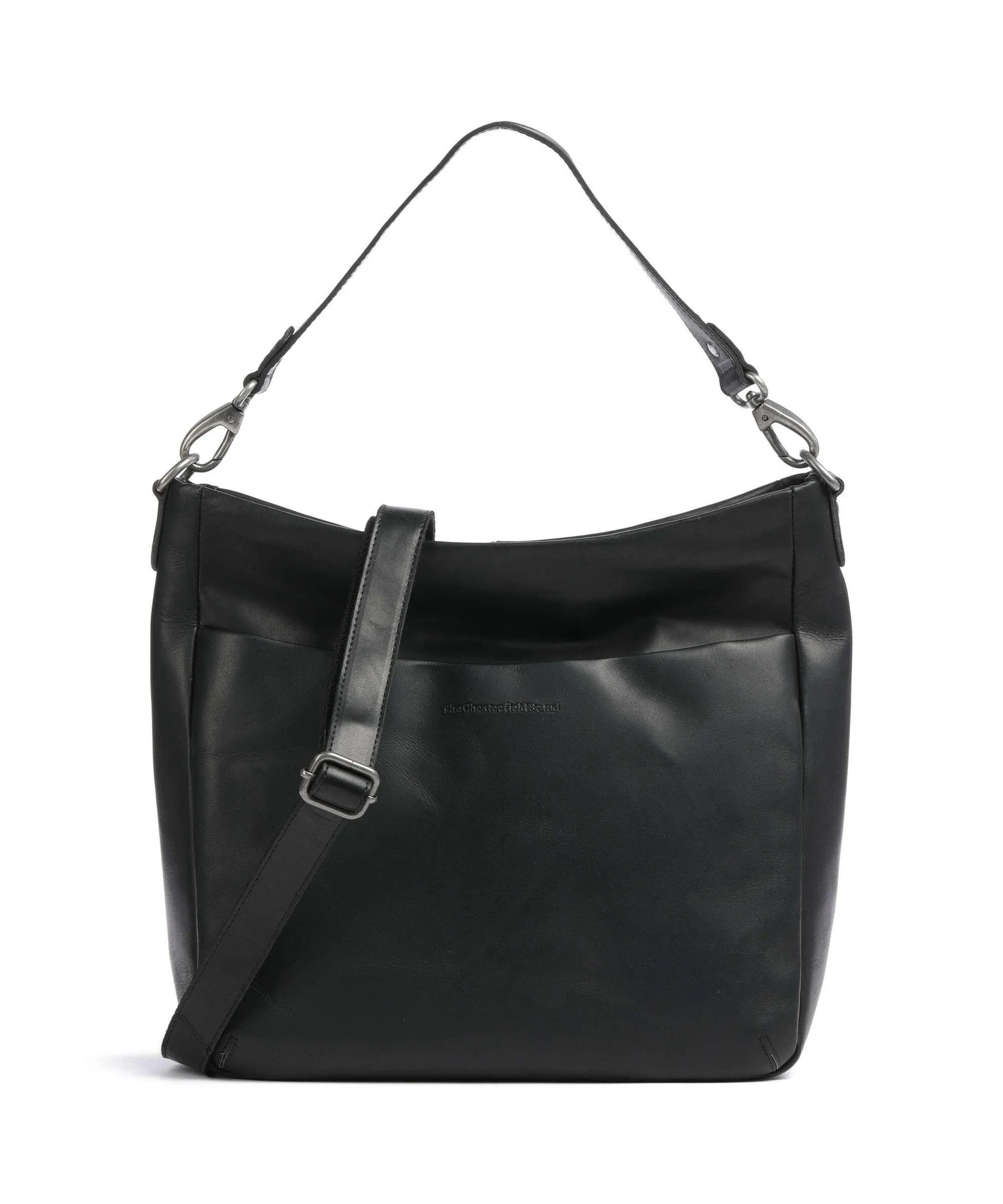  The Chesterfield Brand Cow Wax Pull Up Regina Borsa hobo pelle a grana fine nero  