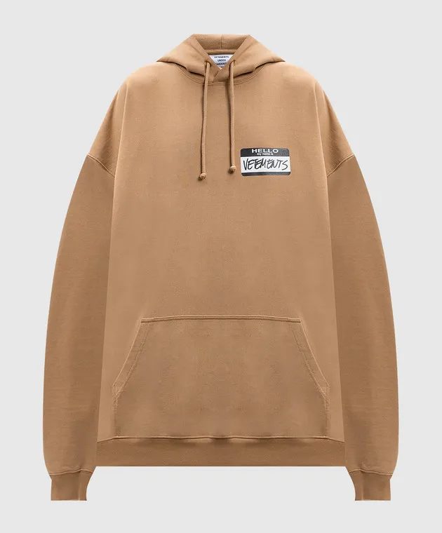 Vetements Felpa con cappuccio beige con logo UA65HD110SW