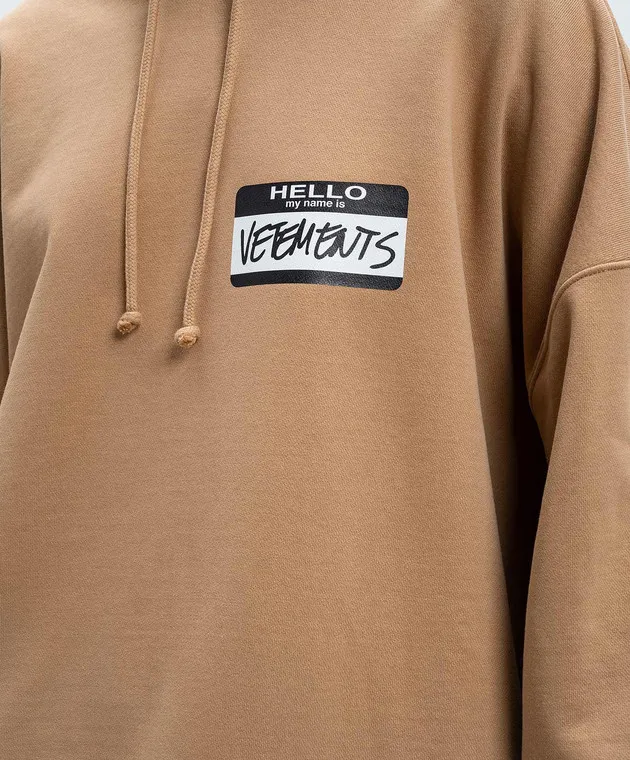 Vetements Felpa con cappuccio beige con logo UA65HD110SW