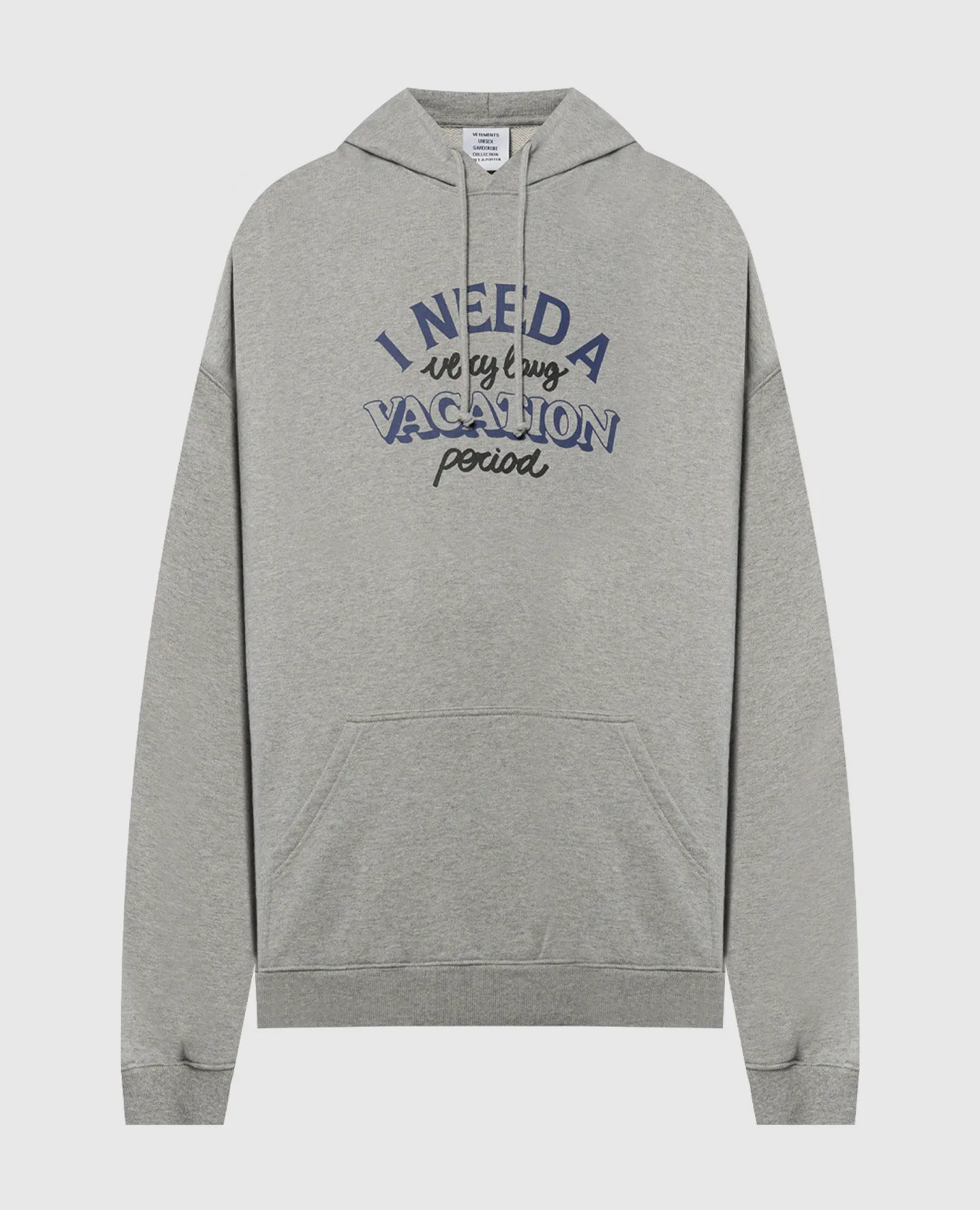 Vetements Felpa con cappuccio logo grigio melange UE64HD260G