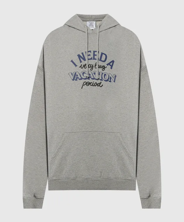 Vetements Felpa con cappuccio logo grigio melange UE64HD260G