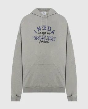 Vetements Felpa con cappuccio logo grigio melange UE64HD260G