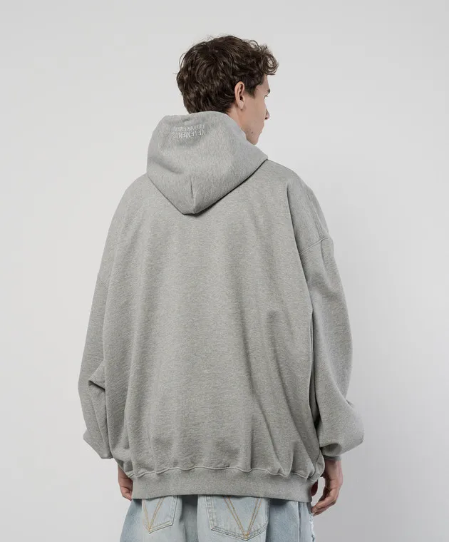 Vetements Felpa con cappuccio logo grigio melange UE64HD260G