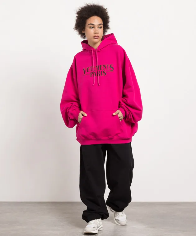 Vetements Felpa rosa con cappuccio con stampa logo UE54HD500H