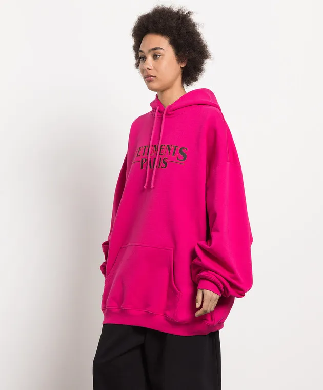 Vetements Felpa rosa con cappuccio con stampa logo UE54HD500H