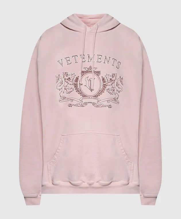 Vetements Felpa rosa con cappuccio con stemma logo araldico UE64HD310PP