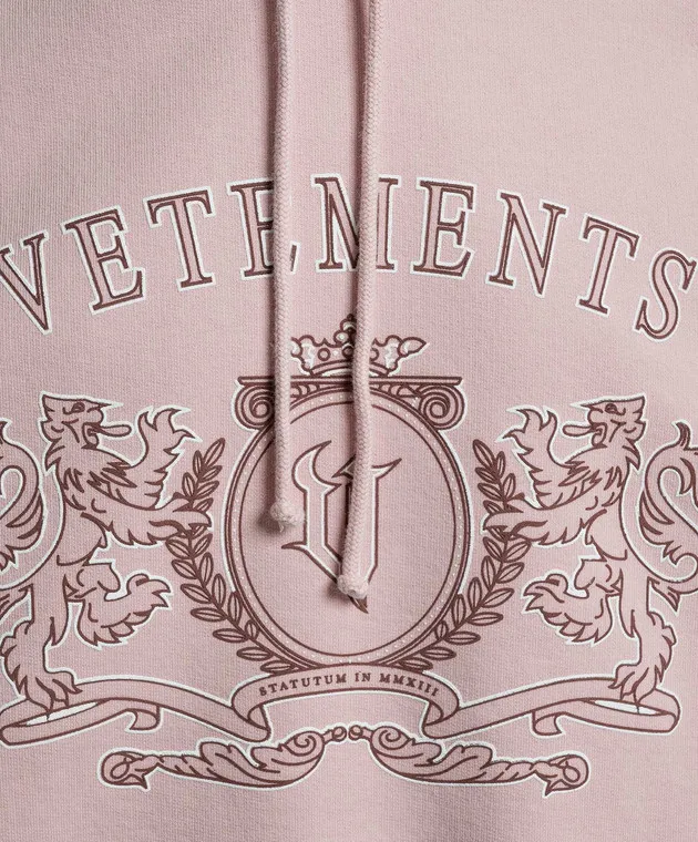 Vetements Felpa rosa con cappuccio con stemma logo araldico UE64HD310PP