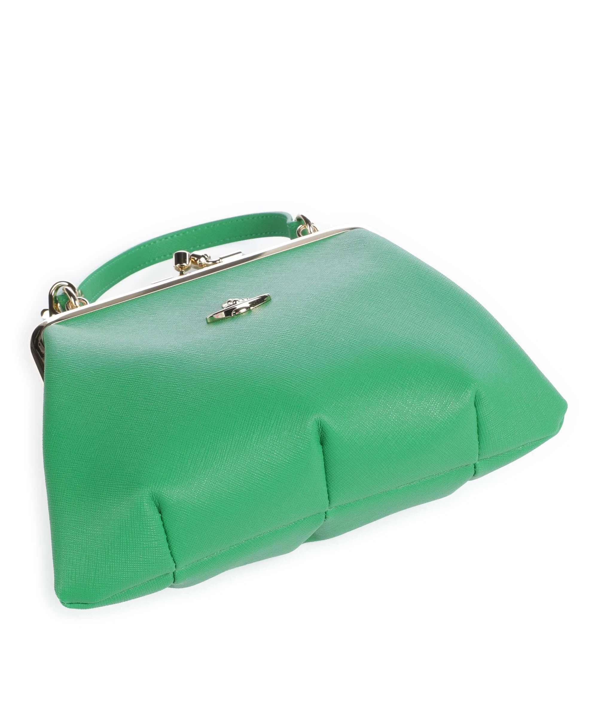  Vivienne Westwood Granny Saffiano Biogreen Frame Borsa a mano poliuretano riciclato verde  