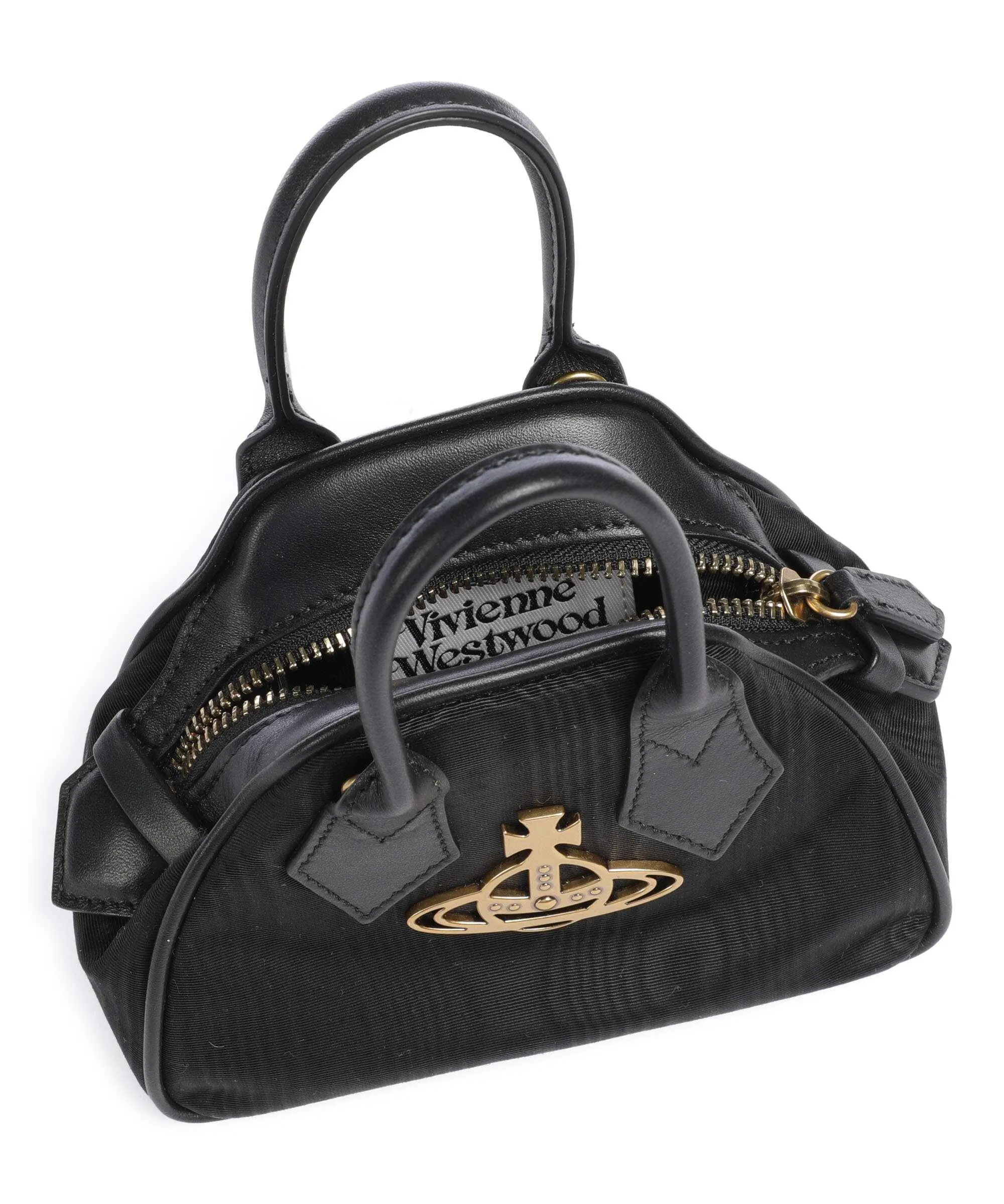  Vivienne Westwood Yasmine Moire Mini Borsa a tracolla tissu nero  