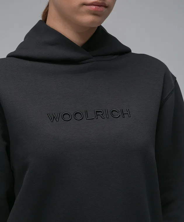 Woolrich Felpa nera con cappuccio con logo CFWWSW0116FRUT3164